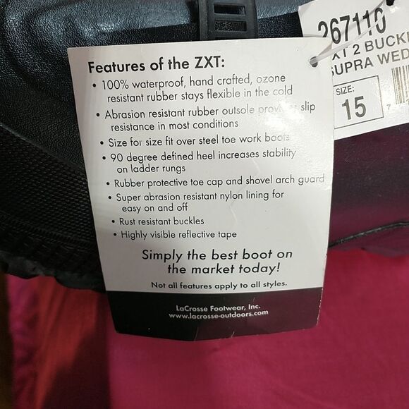 LACROSSE 267110 ZXT 2 BUCKLE Over shoe OVERSHOE  MENS/HOMMES SZ 15 New - Picture 4 of 11